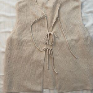 Beige Sleeveless Knit Vest